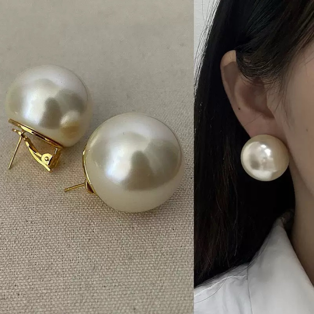 Bông Tai Ngọc Trai Size Đại Khoen Cài Vàng Bông Tai Hạt Châu To Siêu Phẩm