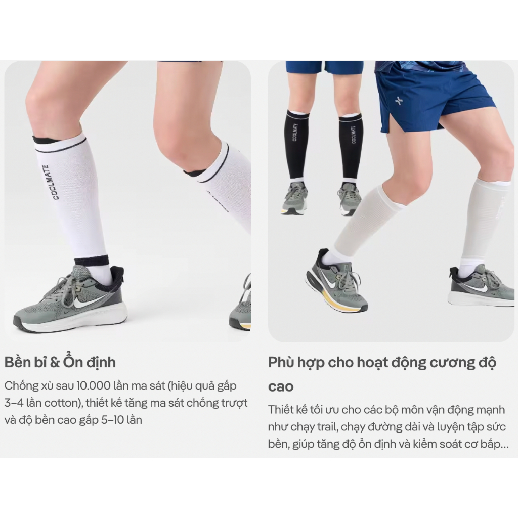 [MUA 2 GIẢM 5%]Tất ống đồng bóng đá, chạy bộ, trail hỗ trợ vận động, co giãn thoáng khí, Bó chân Essential Coolmate