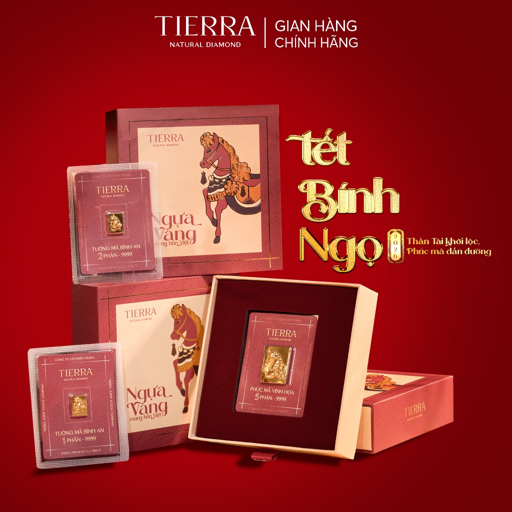 Thẻ Vàng Mỹ Nghệ 24K Tierra Tết Bính Ngọ 2026 - 5 Phân Ép Vỉ