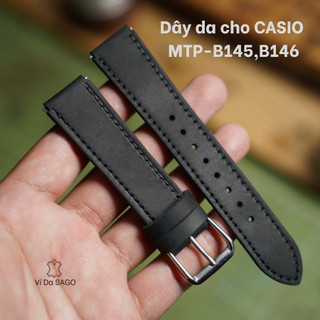 Dây da bò thật cho đồng hồ MTP - B145 và MTP-B146, Ví da SAGO
