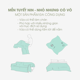 Mền tuyết NIN House màu Xám Grey light siêu mềm mịn nhiều kích cỡ