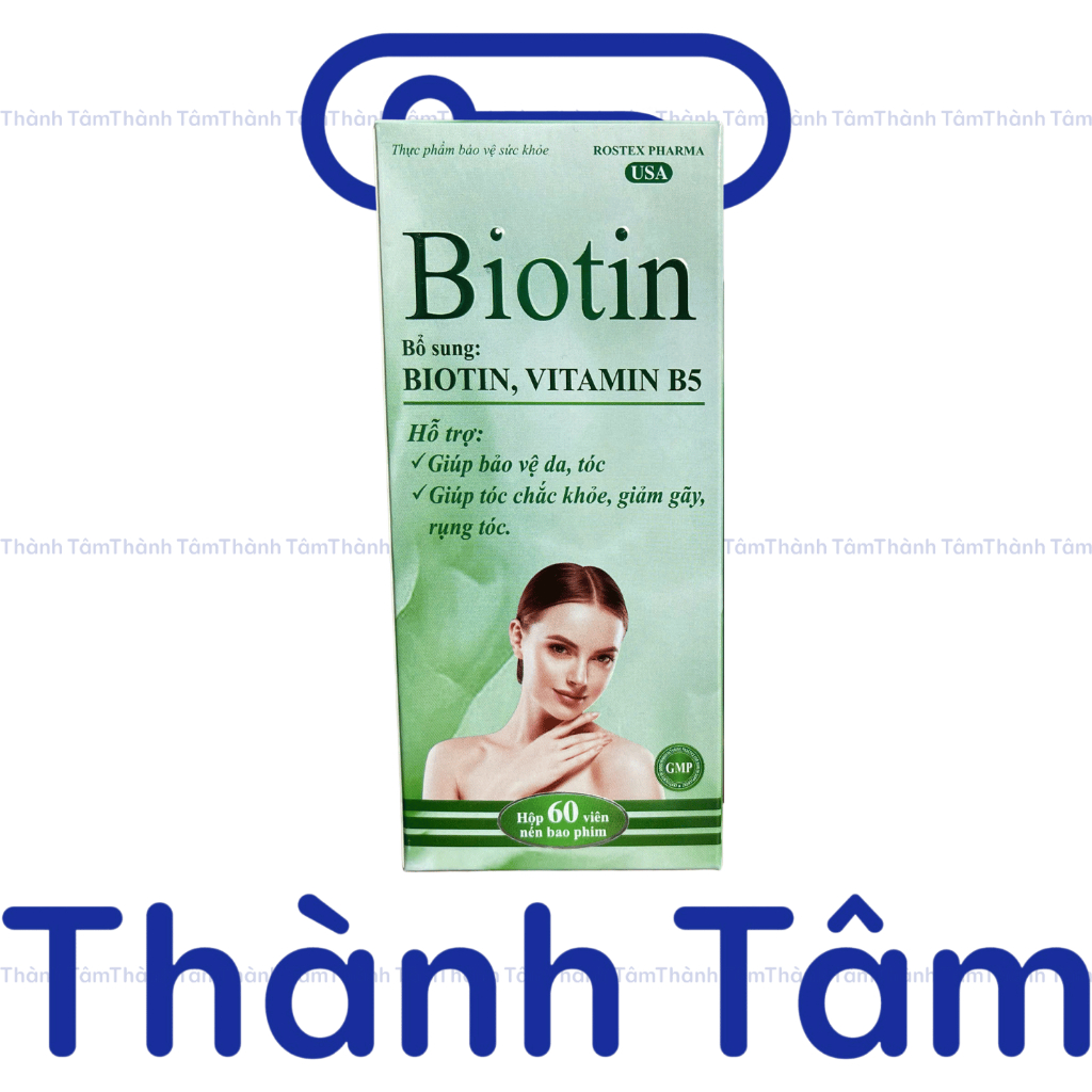( Xanh ) Viên uống BIOTIN CHAI 60V bổ sung biotin, vitamin B5 giúp giảm rụng tóc, bảo vệ da