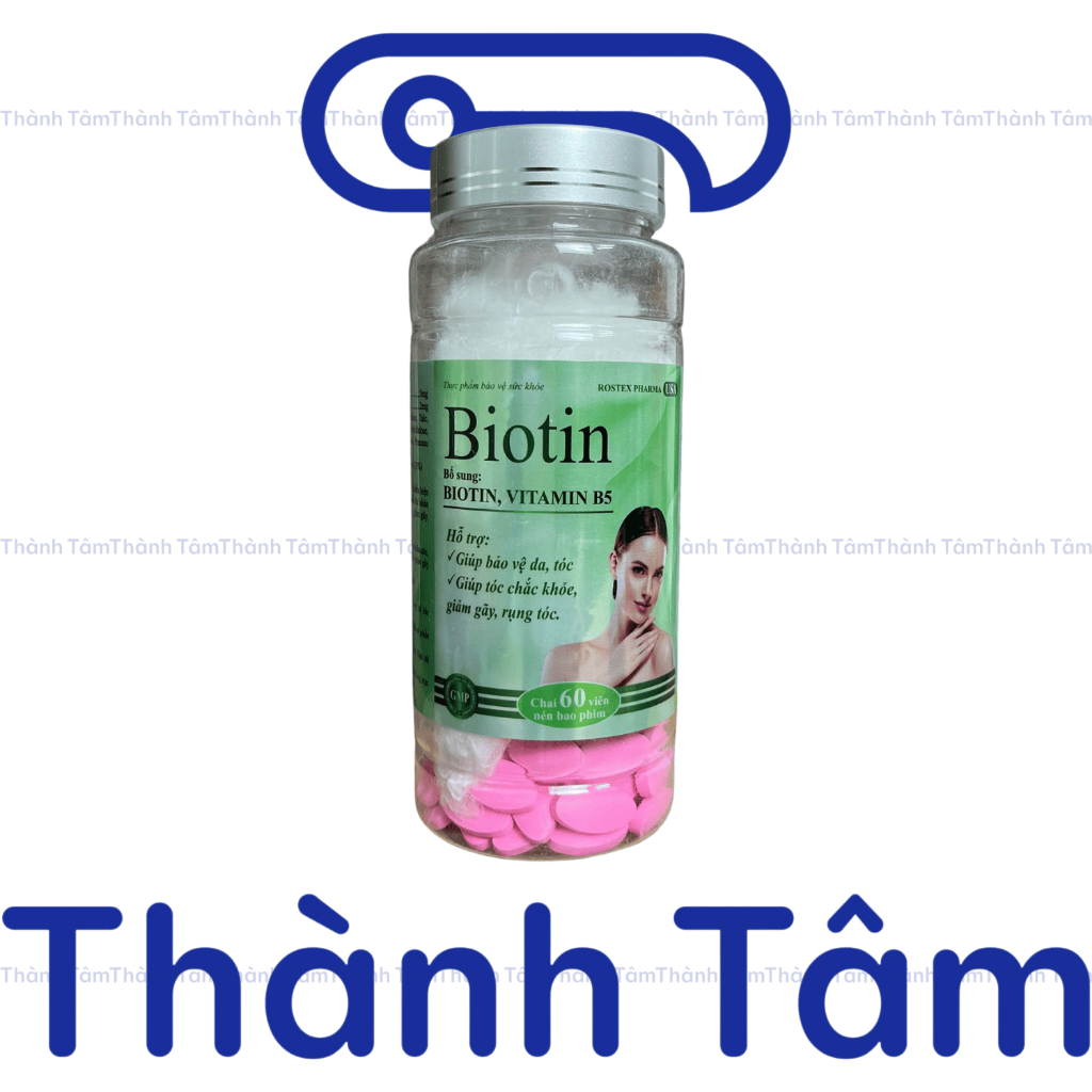 ( Xanh ) Viên uống BIOTIN CHAI 60V bổ sung biotin, vitamin B5 giúp giảm rụng tóc, bảo vệ da