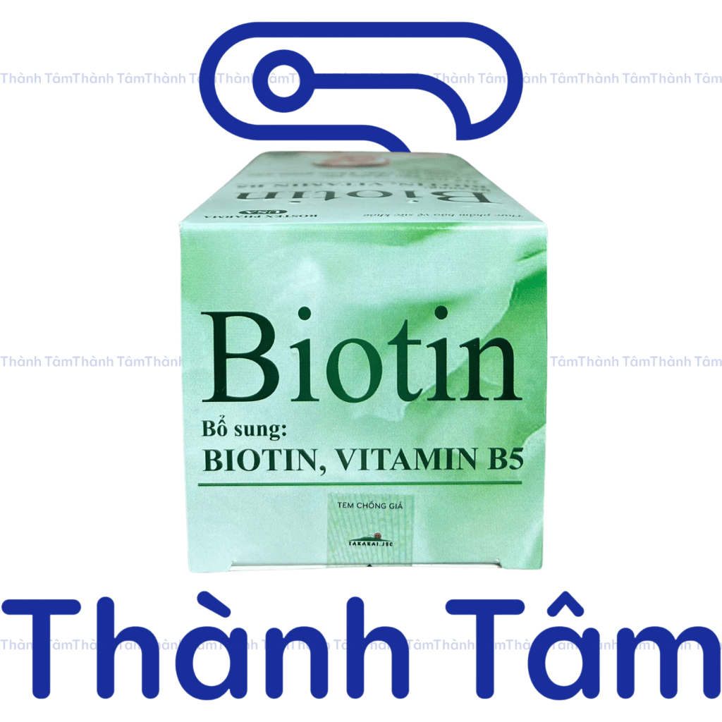 ( Xanh ) Viên uống BIOTIN CHAI 60V bổ sung biotin, vitamin B5 giúp giảm rụng tóc, bảo vệ da