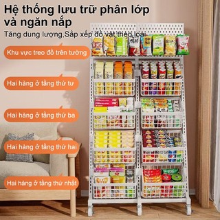 Kệ tạp hoá sắt Móc câu miễn phí Kệ sắt đựng đồ Với ròng rọc chắc chắn Kệ siêu thị