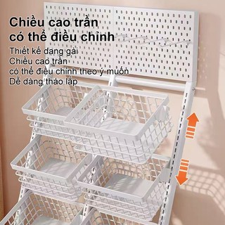 Kệ tạp hoá sắt Móc câu miễn phí Kệ sắt đựng đồ Với ròng rọc chắc chắn Kệ siêu thị