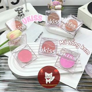 [UKISS] Má Hồng Kem Ukiss Vỏ Nhựa Vuông Trong Suốt, Temp Code Mousse Cream Blush, 3.2g