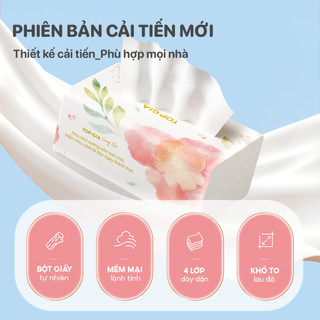 Giấy ăn rút Topgia sương mai 460 tờ 4 lớp dập vân 4D chắc chắn mềm mịn, an toàn, thùng 10/20 gói