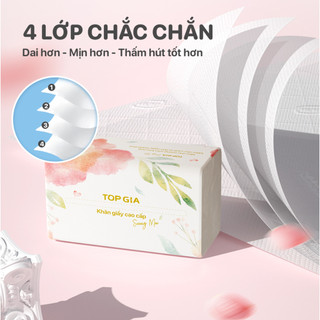 Giấy ăn rút Topgia sương mai 460 tờ 4 lớp dập vân 4D chắc chắn mềm mịn, an toàn, thùng 10/20 gói