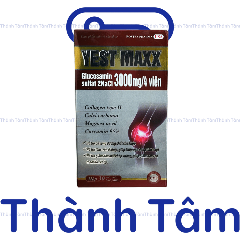 ( Đỏ ) Viên uống YEST MAXX bổ sung glucosamine, hỗ trợ xương khớp - Hộp 30 viên