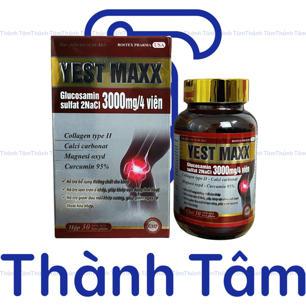 ( Đỏ ) Viên uống YEST MAXX bổ sung glucosamine, hỗ trợ xương khớp - Hộp 30 viên