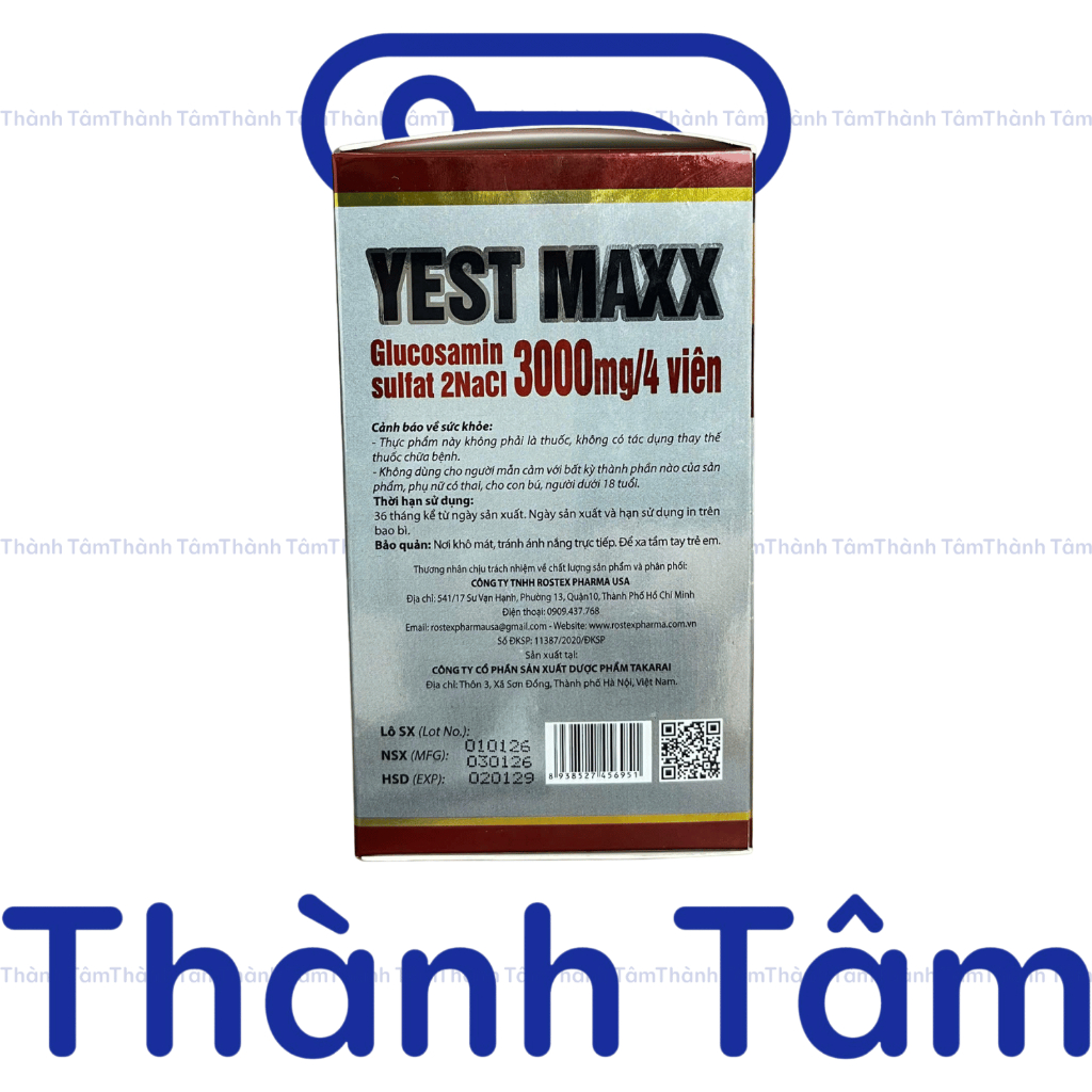 ( Đỏ ) Viên uống YEST MAXX bổ sung glucosamine, hỗ trợ xương khớp - Hộp 30 viên