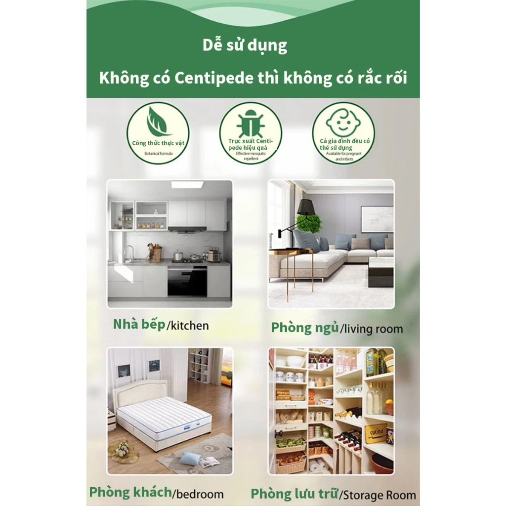 Bột diệt chân dài Bột diệt rết bột diệt côn trùng rắc xung quanh khu vực nhà, kích cỡ phù hợp cho gia đình an toàn 100%