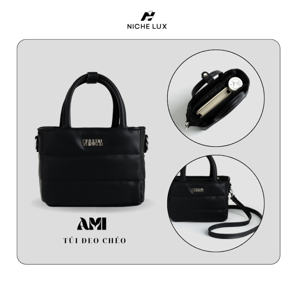 Túi Da PU AMI Xách Thời Trang Có Dây Đeo Chéo Nam Nữ  Đựng Điện Thoại Đi Học Chơi | NICHE LUXURY