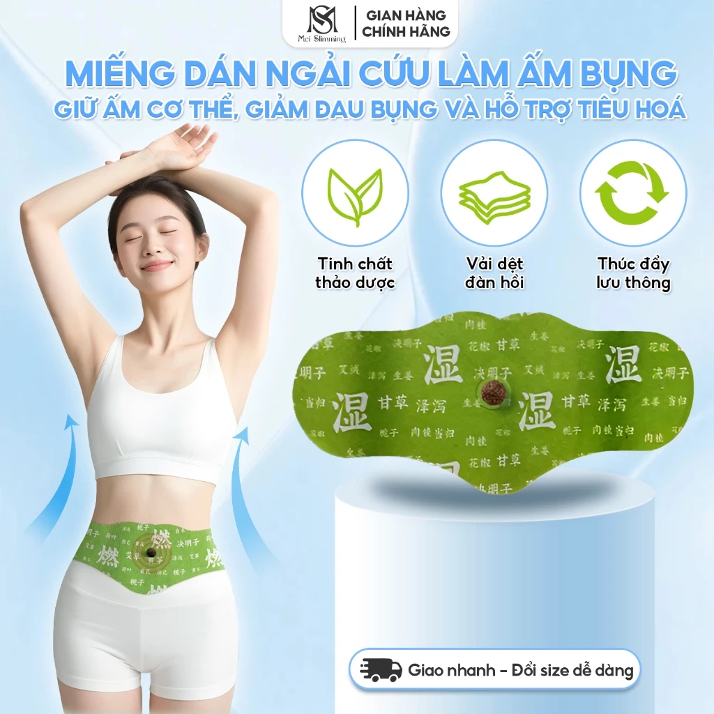 Miếng Dán Bụng Thảo Mộc + Viên Slimming – Giảm Mỡ Bụng, Eo Thon, Hỗ Trợ Giảm Cân, Thải Độc, Thoải Mái Bụng Cả Ngày