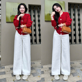 Quần Jeans Ông Suông Trơn 247store cạp cao tôn dáng nhiều màu đi học đi làm