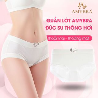 Quần lót nữ su thông hơi thoáng mát, Quần chip nữ cạp vừa họa tiết gấu đáy may 2 lớp  AMYBRA L718