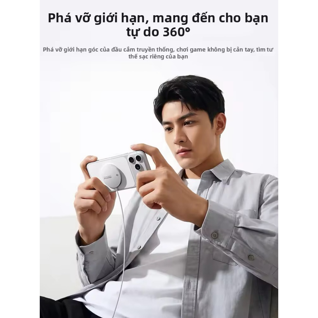 MOVESPEED | Cục Sạc Không Dây Nhanh Từ Tính 1.2m