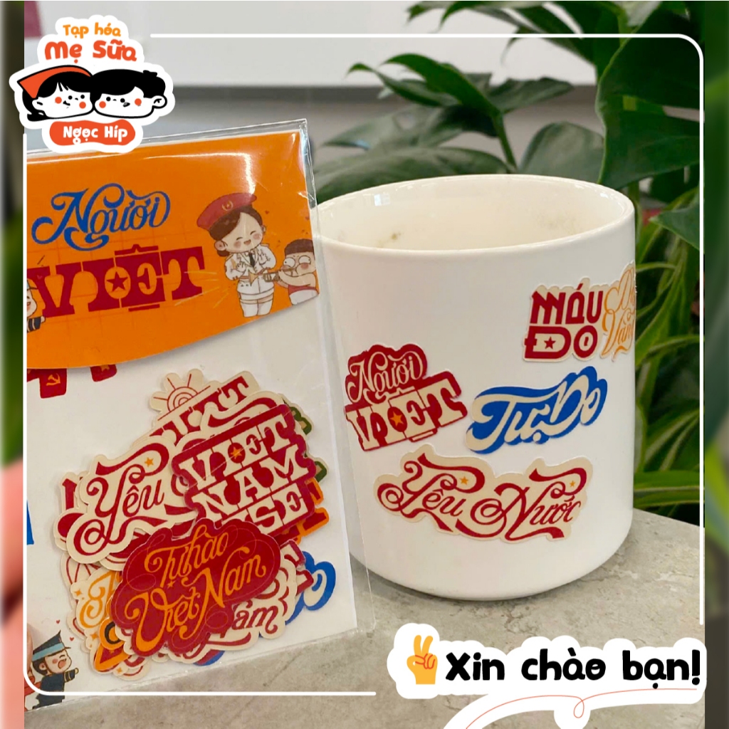 Bộ Sticker - Người việt, tôi yêu việt nam dán laptop cốc nước siêu đẹp