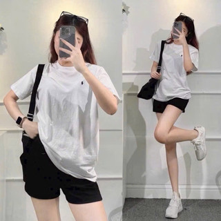 LOU BAE| (HÀNG QC DẴN) Áo Thun Nữ Tay Ngắn Cổ Tròn Chất Cotton Thêu Ngựa