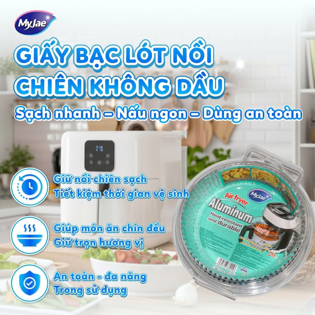 [Võ Hà Linh x MyJae] COMBO 2 [Giấy nến + Giấy bạc] lót nồi chiên không dầu MyJae dạng tròn, nấu ăn trọn vị ngon