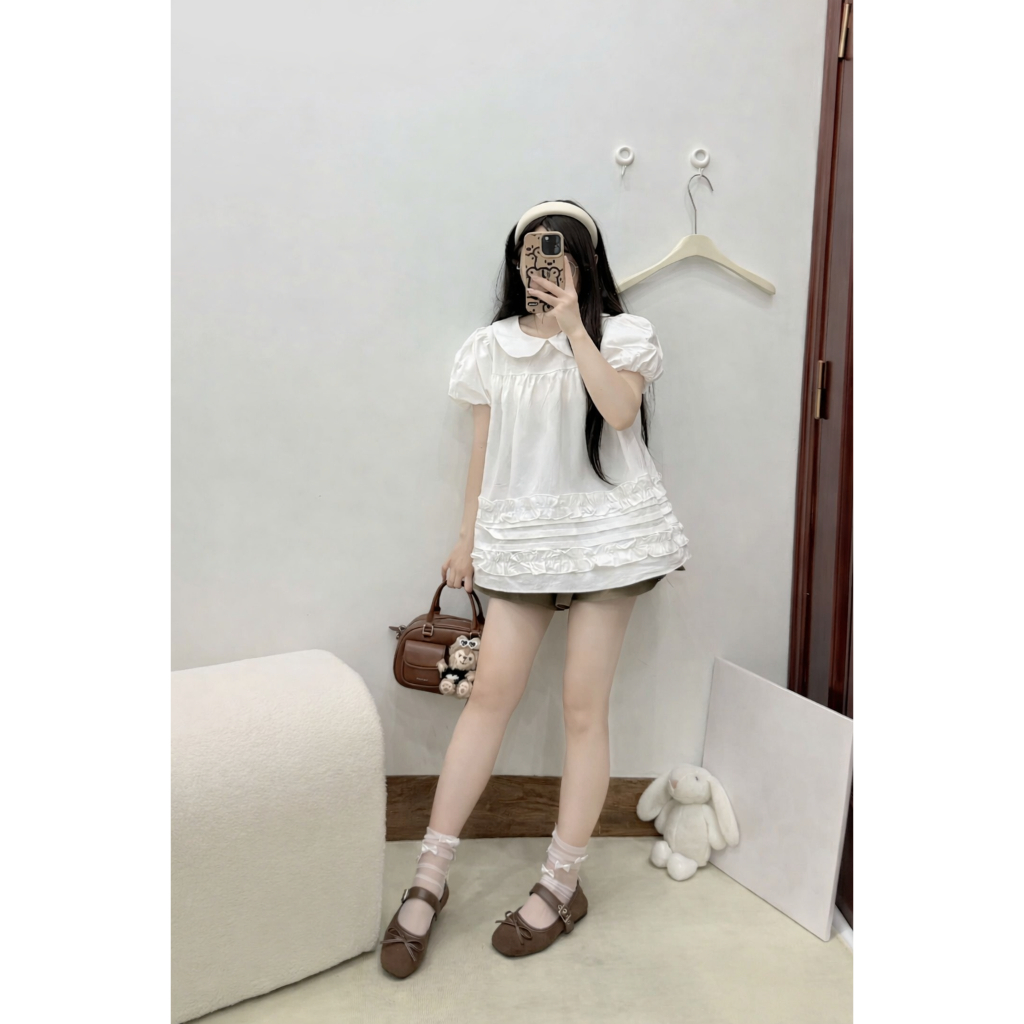 Áo babydoll cổ sen bèo gấu tay bồng nhiều màu xinh xắn, áo thô mềm kiểu dáng điệu đà LALA  A85