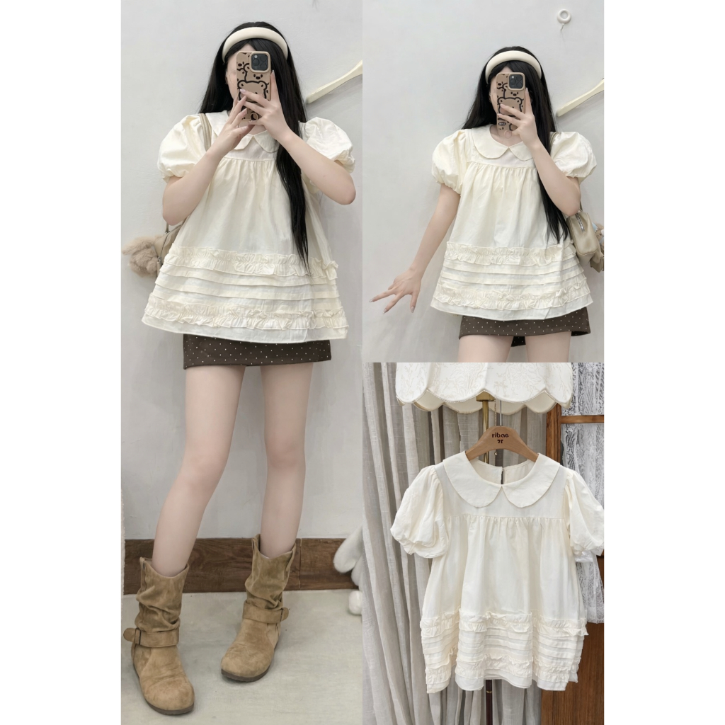 Áo babydoll cổ sen bèo gấu tay bồng nhiều màu xinh xắn, áo thô mềm kiểu dáng điệu đà LALA  A85