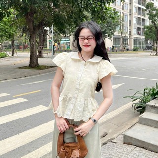 Áo Sơ Mi Babydoll 247Store Chất Thô Boil Cổ Sen Tay Bồng Ulzzang Xinh Xắn