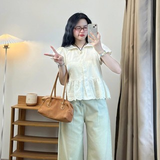 Áo Sơ Mi Babydoll 247Store Chất Thô Boil Cổ Sen Tay Bồng Ulzzang Xinh Xắn