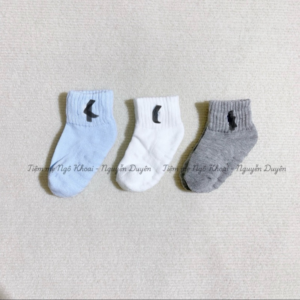 [MD179] 2-4Y  Set 3 đôi tất len xù Polo có đế chống trơn trượt giữ ấm cho bé yêu