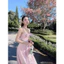 Đầm 2 dây nơ ngực phối ren xoè dài Chou Chou