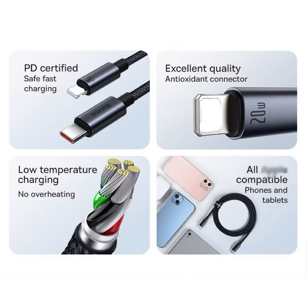 Dây cáp sạc nhanh BA.SEUS PD 20W USB-C thích hợp cho Phone