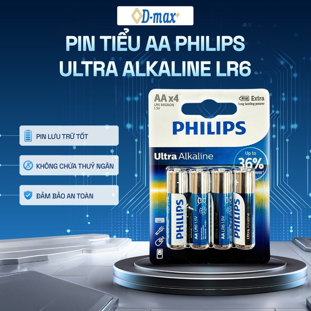 Pin PHILIPS Ultra Alkaline AA LR06 – Pin Kiềm Chính Hãng, Hiệu Suất Cao ...