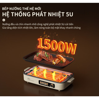 Bếp nướng điện Bear GR-4H15C, 1500W, 2 mức nhiệt điều chỉnh,Chống dính cho 4-6 người ăn,BH 18 Tháng