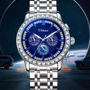Đồng Hồ Cơ Nam DULUNWE Watch Vua Đồng Hồ Hai Viền Đá Kim Cương Đa Công Năng Sang Trọng Độc Đáo Size 43mm Đeo Tay