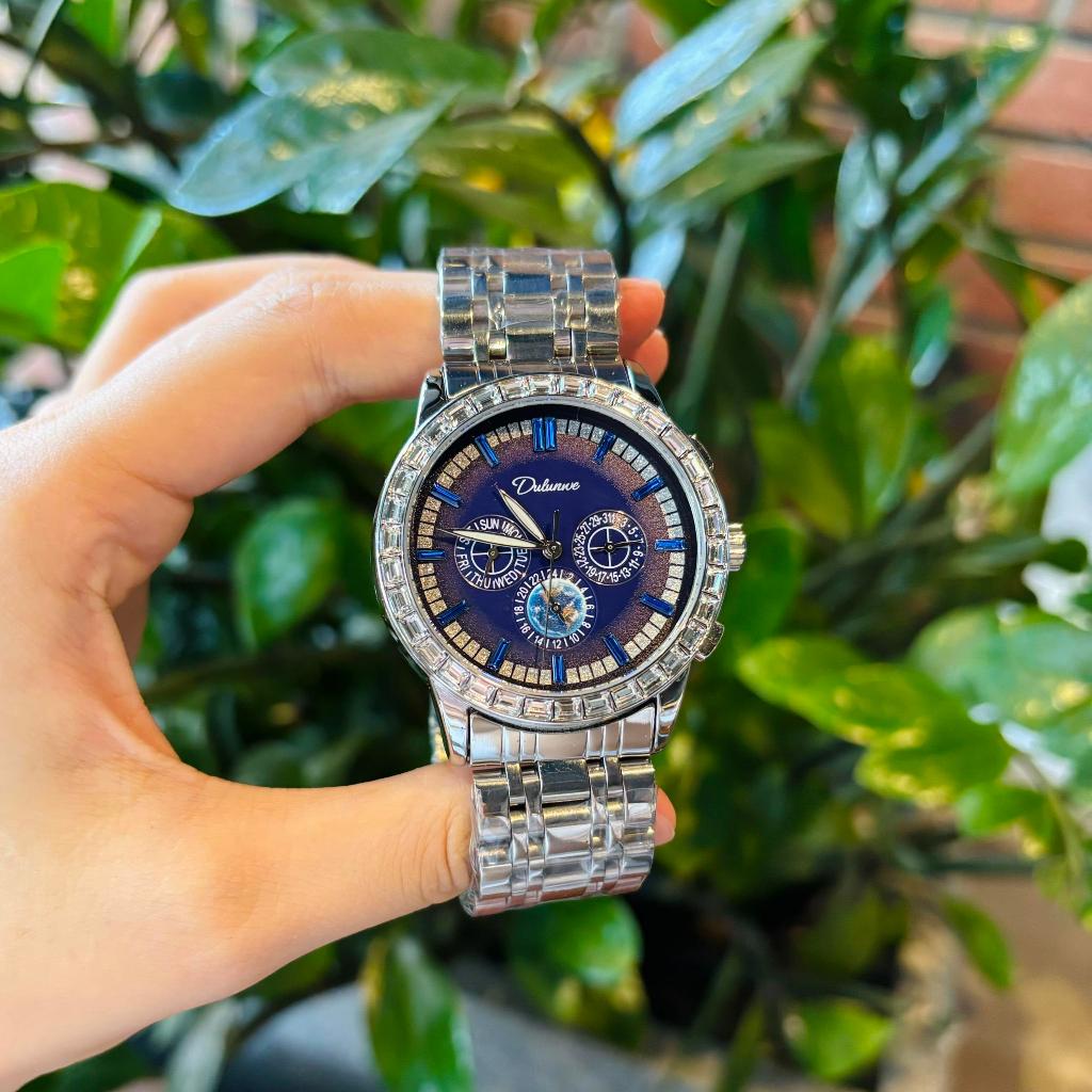 Đồng Hồ Cơ Nam DULUNWE Watch Vua Đồng Hồ Hai Viền Đá Kim Cương Đa Công Năng Sang Trọng Độc Đáo Size 43mm Đeo Tay