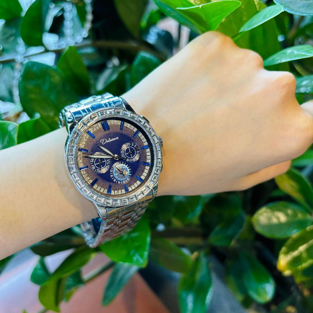 Đồng Hồ Cơ Nam DULUNWE Watch Vua Đồng Hồ Hai Viền Đá Kim Cương Đa Công Năng Sang Trọng Độc Đáo Size 43mm Đeo Tay