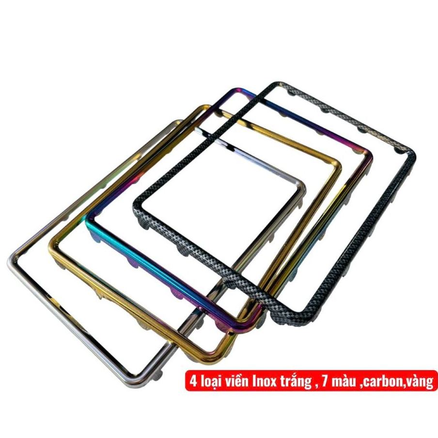 Ốp biển số xe máy xe điện lỗ đa năng Inox trắng,7 màu, carbon, vàng Meca đài loan siêu bền siêu trong hàng chất lượng