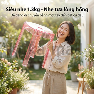 Ghế nhựa trong suốt, ghế trang trí, ghế ăn, bền đẹp, có thể xếp chồng lên nhau nhiều màu sắc