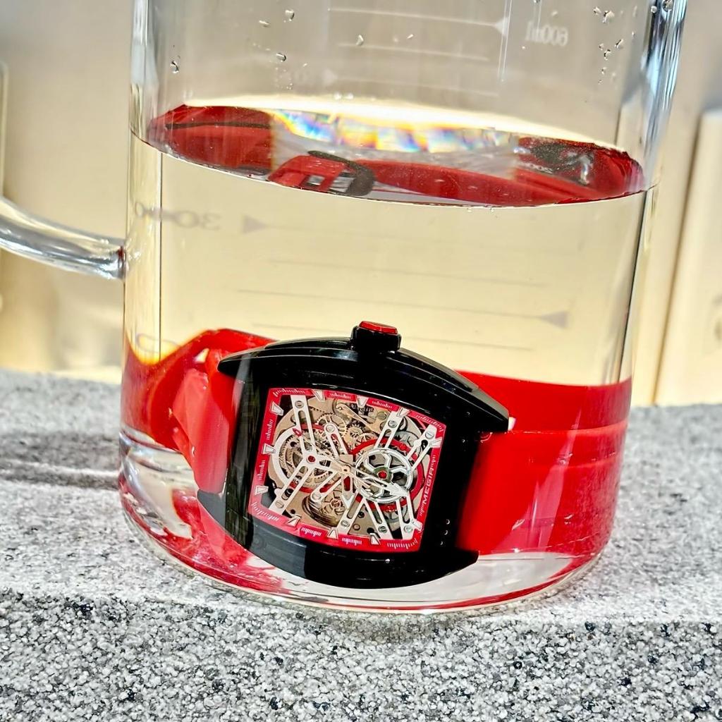 Đồng Hồ Cơ Nam MEGIR Dáng Thùng Rượu Dây Silicone Chống Nước 3 ATM Watch Size 42mm