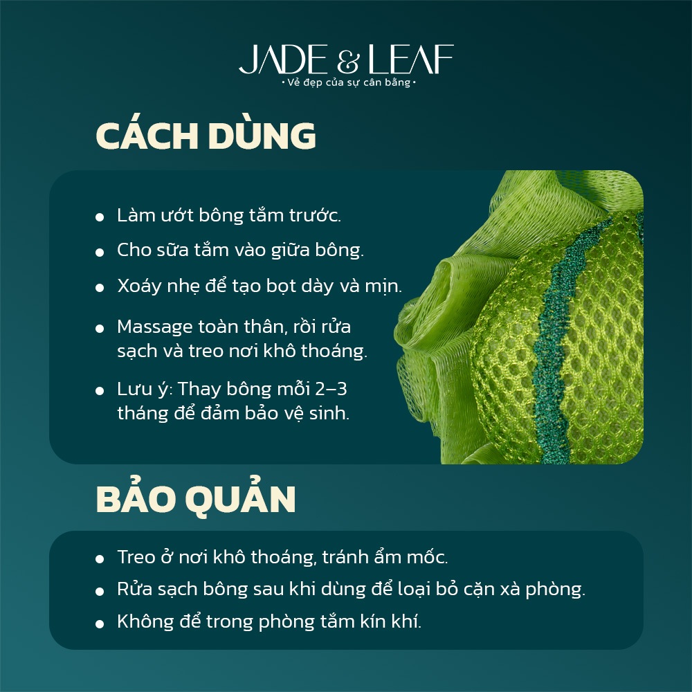 Bông Tắm Tạo Bọt Jade&Leaf Cao Cấp Hình Dưa Hấu, Mềm Mịn, Dịu Da, Dễ Ra Bọt, Size Lớn, Đáng Yêu