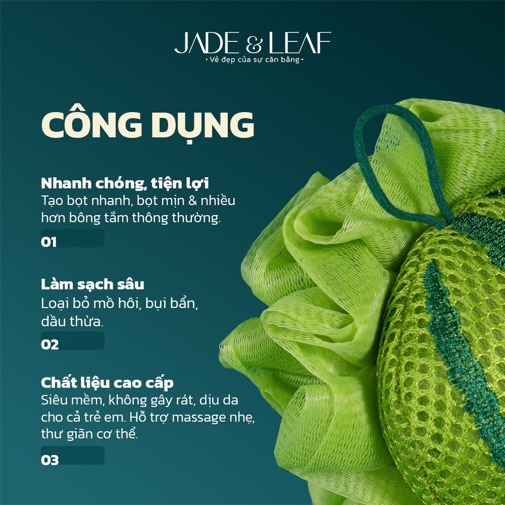 Bông Tắm Tạo Bọt Jade&Leaf Cao Cấp Hình Dưa Hấu, Mềm Mịn, Dịu Da, Dễ Ra Bọt, Size Lớn, Đáng Yêu
