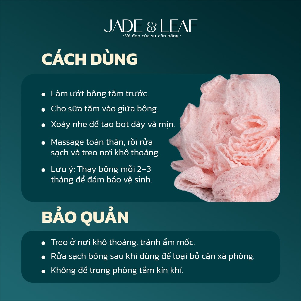 Bông Tắm Tạo Bọt Jade&Leaf Cao Cấp Hình Que Kem Mềm Mịn Bọt Nhiều Size Lớn Chất Liệu Lưới