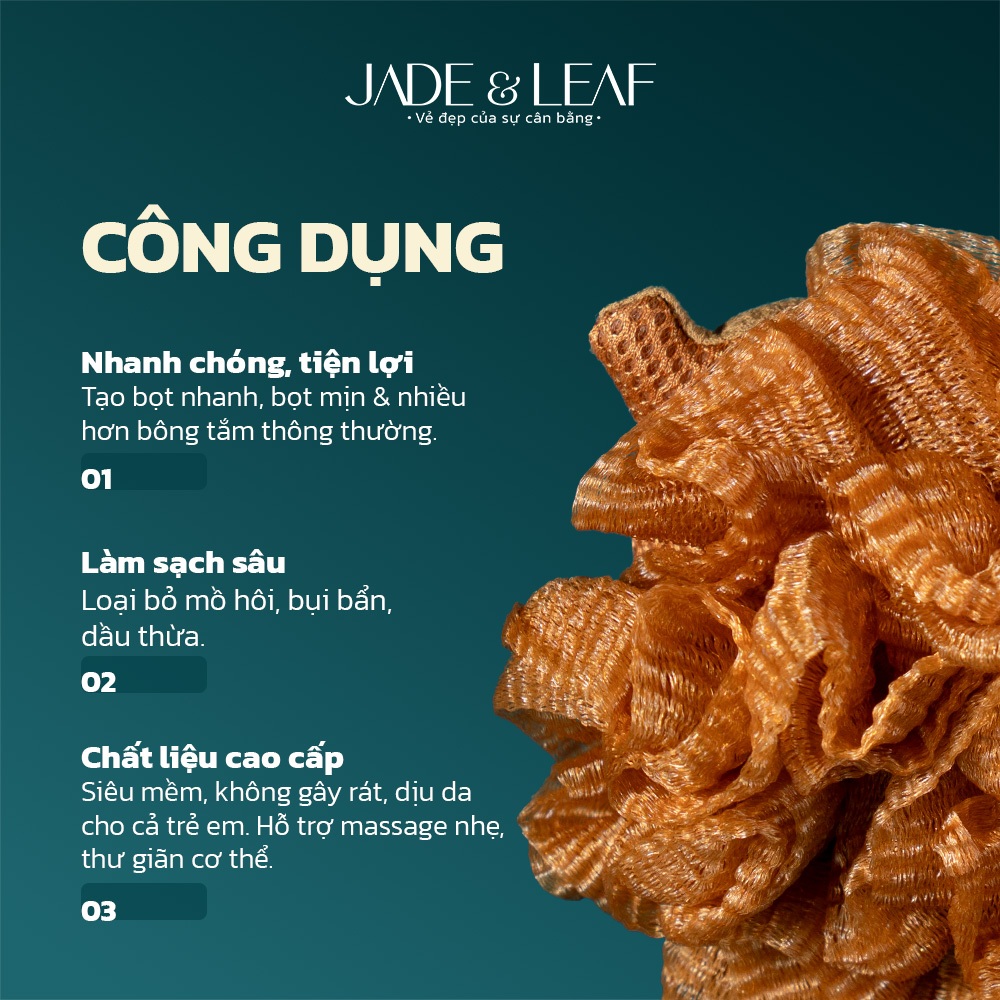Bông Tắm Tạo Bọt Jade&Leaf Cao Cấp Hình Gấu Nâu, Lưới Mịn Tạo Bọt Nhanh, Gấu Nâu Siêu Dễ Thương