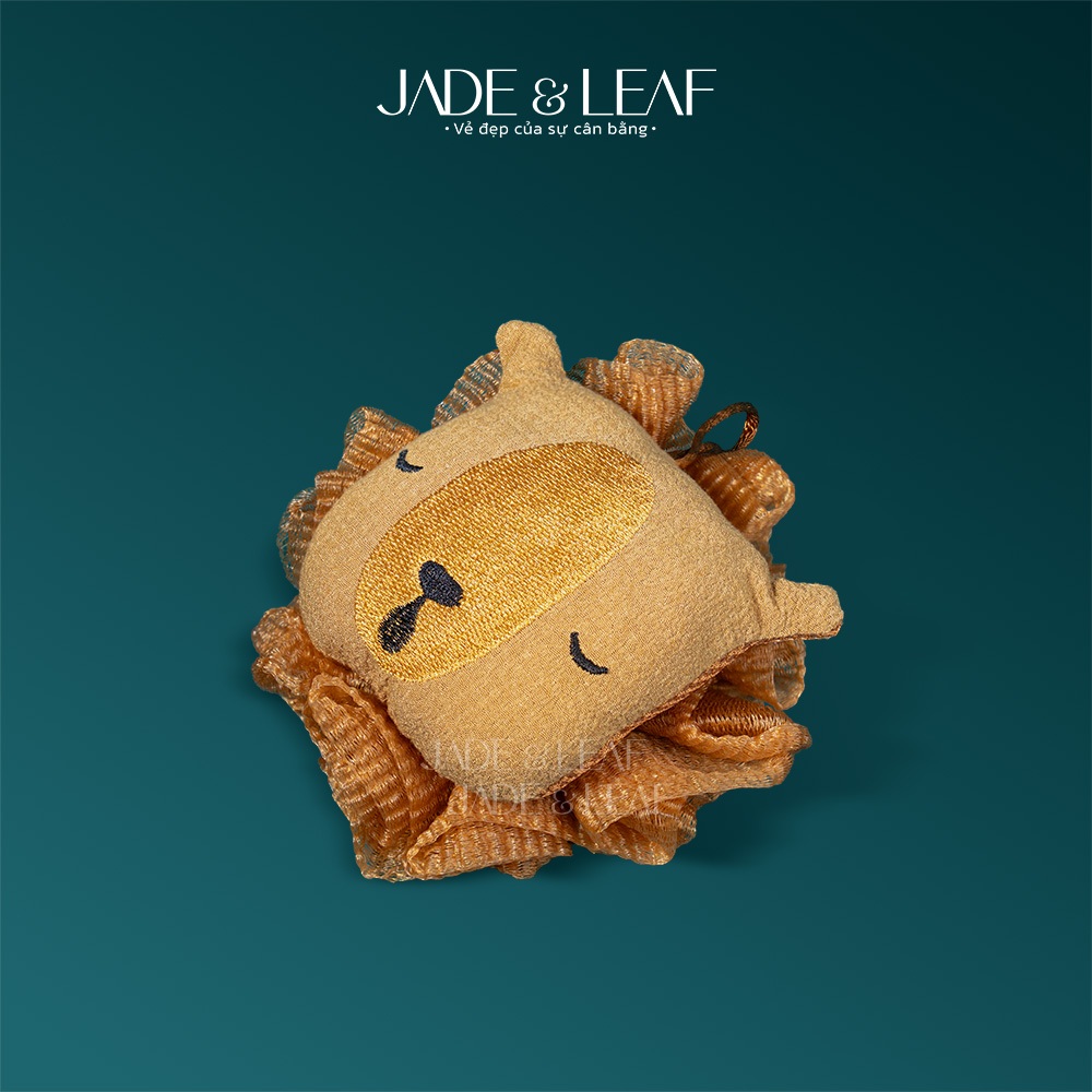 Bông Tắm Tạo Bọt Jade&Leaf Cao Cấp Hình Gấu Nâu, Lưới Mịn Tạo Bọt Nhanh, Gấu Nâu Siêu Dễ Thương