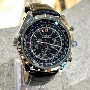 Đồng Hồ Nam JARAGAR 3 Mắt 6 Kim Size To Dáng Thể Thao Mặt Tròn Dây Da 6 Kim Phong Cách Âu Mỹ Trẻ Trung Chống Nước 3 ATM