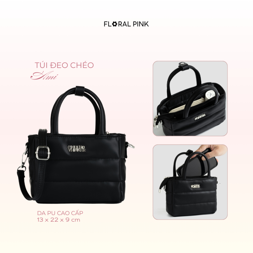 Túi Quai Xách Da PU AMI Nam Nữ Đeo Chéo Thời Trang Thiết Kế Cao Cấp Đựng Điện Thoại | FLORAL PINK