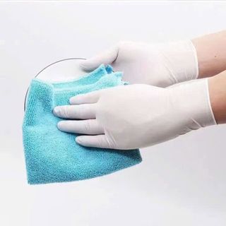 Găng tay y tế NITRILE màu trắng bao tay sử dụng 1 lần không mùi ôm sát co giãn thuận tiện cho làm bếp, làm đẹp sửa chữa