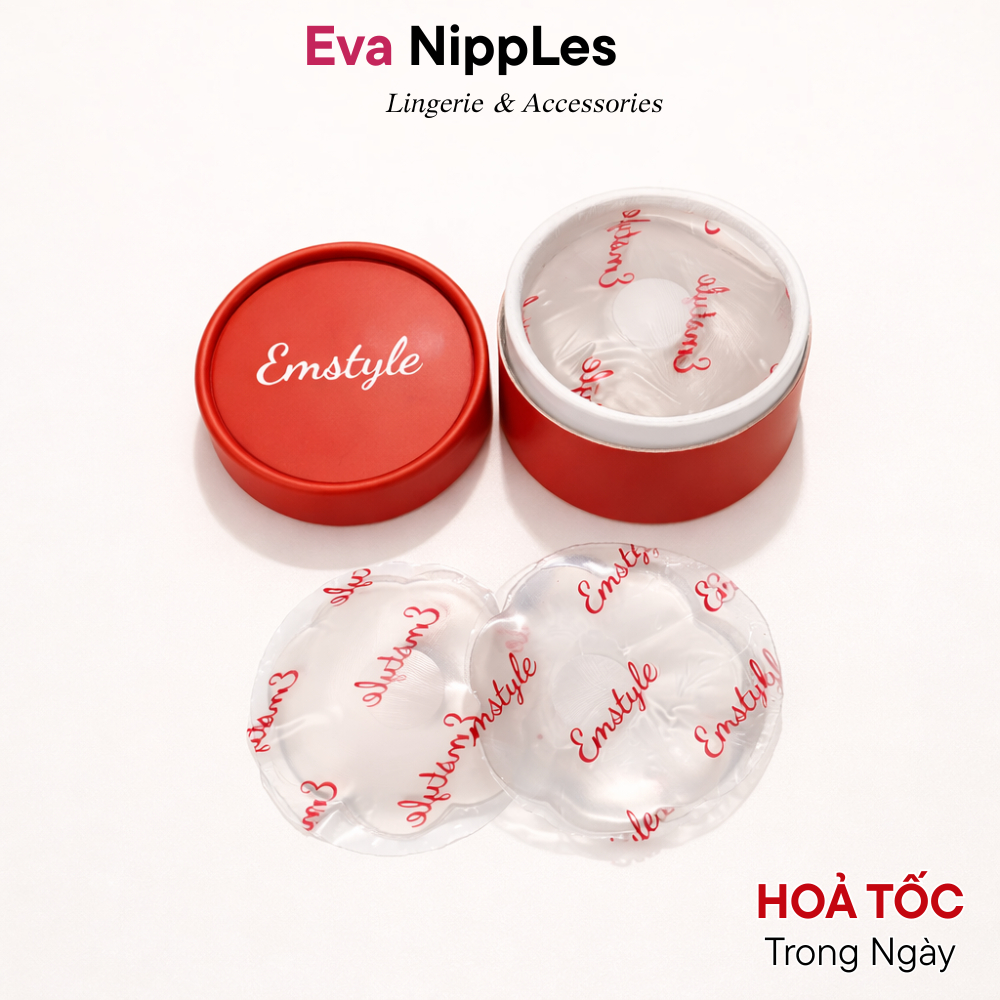 Miếng Dán Ngực Silicone Emstyle Trong Suốt Che Nhũ Hoa Siêu Mỏng Tái Sử Dụng Nhiều Lần Chichi Bra 555