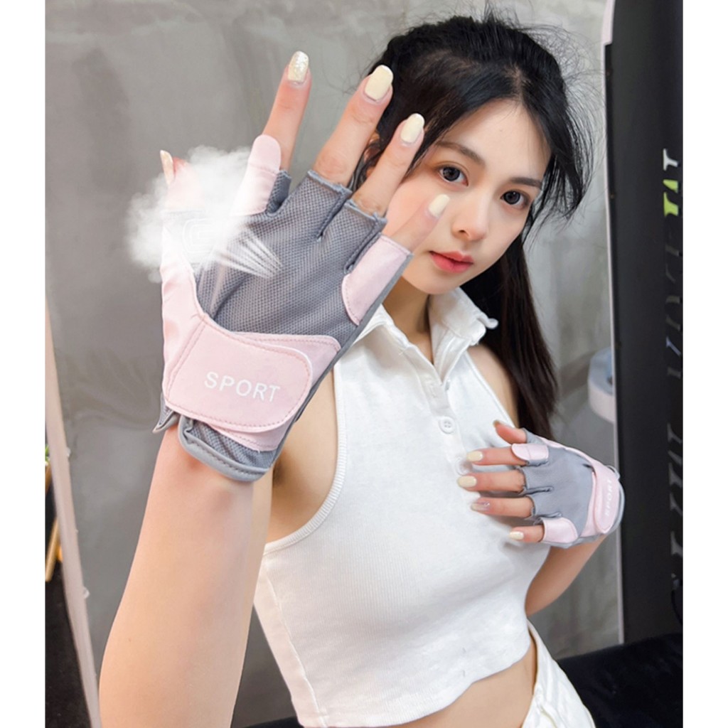 Găng tay tập gym nữ nửa ngón cao cấp, gang tay thể thao nam nữ, bao tay chống nắng GT03